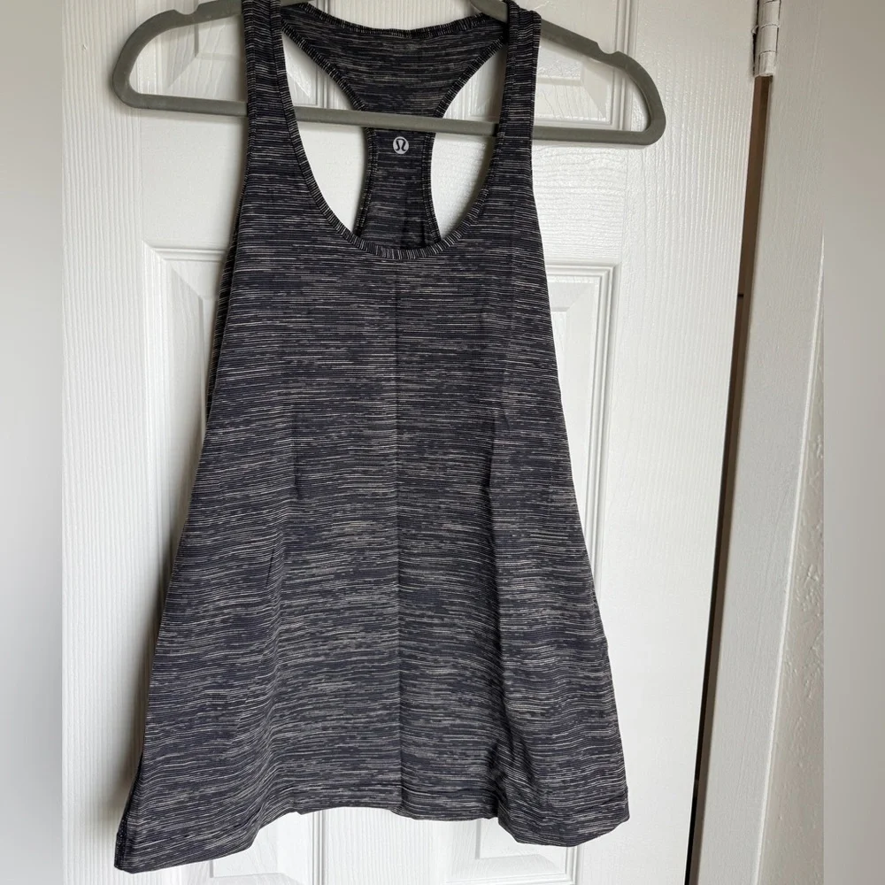 LULULEMON Cool Racerback Tank Top Gray Wee Are From Space W1F26S Striped Sz 8